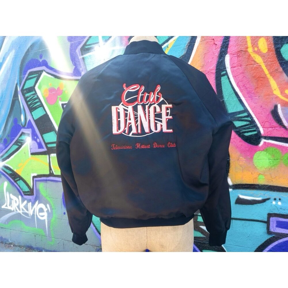 CLUB DANCE TNN Vintage Bomber Jacket Size Large - Black
